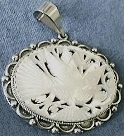 Mother of Pearl Dove Intaglio Pendant.