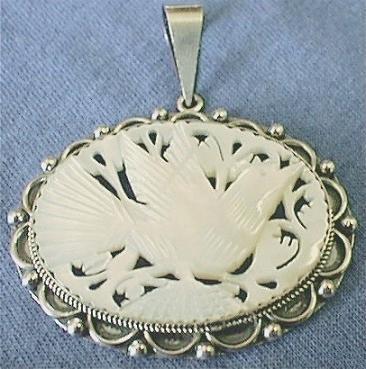 Antique Silver Mother of Pearl Pendant